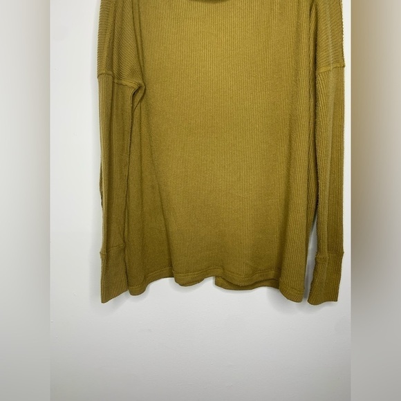 Free People Chartreuse cowl neck split back long sleeve - Picture 2 of 11